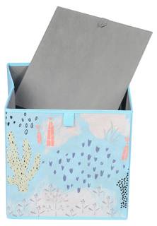 Faltbox FLOWER MORNING-2 (2er-Set) Blau - Kunststoff - 32 x 32 x 32 cm