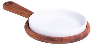 Brett und Teller (2St.) Weiß - Braun - Holzwerkstoff - 17 x 3 x 28 cm