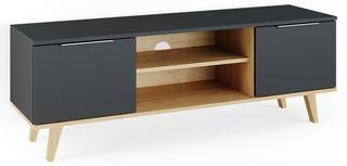 Buffet bas Neptune anthracite/sonoma Gris - En partie en bois massif - 138 x 49 x 40 cm