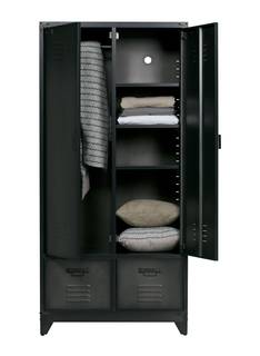 Armoire en métal noir Noir - Métal - 90 x 190 x 50 cm