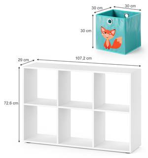 Raumteiler „Tetra“ mit 6 Faltboxen Weiß - Holz teilmassiv - 72 x 107 x 29 cm