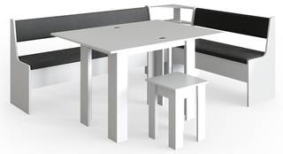 Sitzecke „Roman“ 210x150cm Hocker Tisch Grau - Holz teilmassiv - 166 x 80 x 60 cm
