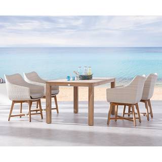 Gartenstuhl Paterna I Polyrattan/Teakholz massiv - Alabaster