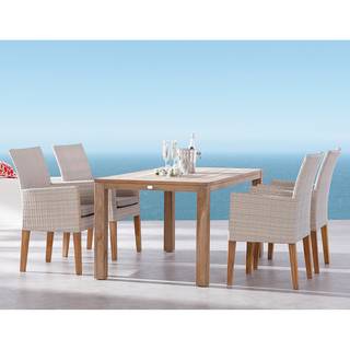 Gartenstuhl Alicante Polyrattan/Teakholz massiv - Alabaster