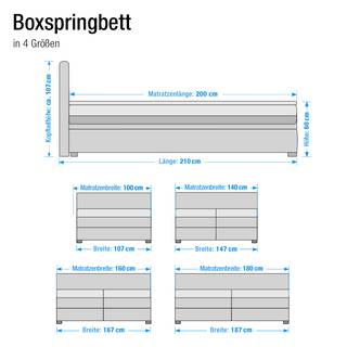 Letto boxspring Sandor Con topper incluso Tessuto strutturato - Ecrù - 100 x 200cm - Materasso a molle Bonnell - H2
