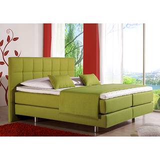 Letto boxspring Tevin Tessuto - Verde lime - 100 x 200cm - Materasso a molle progressive insacchettate - H2