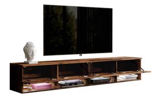 FURNIX meuble tv ALYX avec LED Marron - Bois manufacturé - 200 x 34 x 32 cm