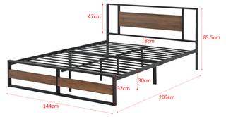 Cadre de Lit Double Villach en Métal Largeur : 144 cm