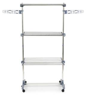 Wäscheständer mit 3 Ebenen | Umuzi Grau - Metall - Kunststoff - 55 x 152 x 55 cm