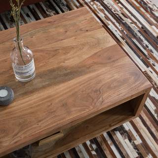 Tavolino Amla Acacia legno massello / metallo, acacia, antracite