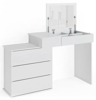 Schminktisch „Lotos“ Weiß Weiß - Holz teilmassiv - 117 x 78 x 45 cm