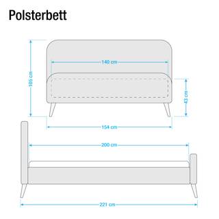 Polsterbett Klink Webstoff - Dunkelgrau - 140 x 200cm