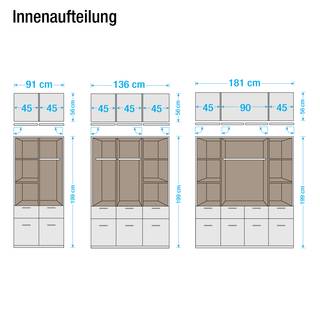 Armoire à portes battantes Bremen-Extra Largeur : 136 cm - Sans portes miroir