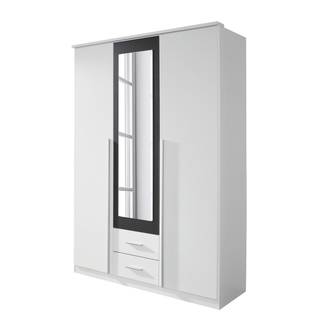 Armoire à portes battantes Krefeld Blanc alpin / Gris métallisé - 136 cm - 3 portes