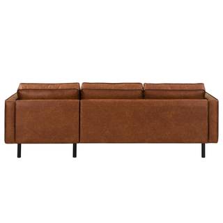 Ecksofa FORT DODGE Antiklederlook - Microfaser Yaka: Cognac - Longchair davorstehend rechts - Ohne Schlaffunktion