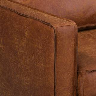 Ecksofa FORT DODGE Antiklederlook - Microfaser Yaka: Cognac - Longchair davorstehend rechts - Ohne Schlaffunktion