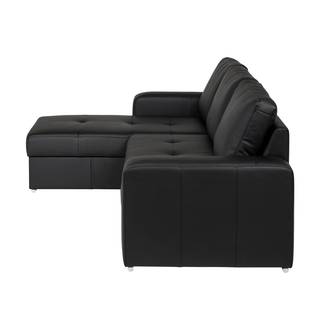 Divano angolare Gigilio con funzione letto - Similpelle nera Longchair montabile su entrambi i lati