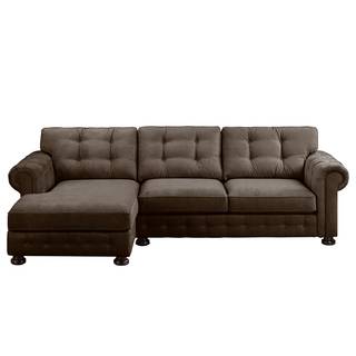 Ecksofa Marau microvezel - Bruin - Longchair vooraanzicht links