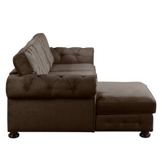 Ecksofa Marau microvezel - Bruin - Longchair vooraanzicht links