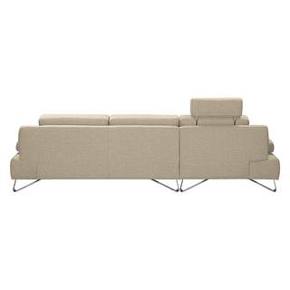 Canapé d'angle Silvano Tissu beige - Méridienne à gauche (vue de face) Sans appui-tête