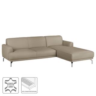 Ecksofa Sisto II Echtleder Taupe - Longchair davorstehend rechts