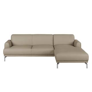 Ecksofa Sisto II Echtleder Taupe - Longchair davorstehend rechts