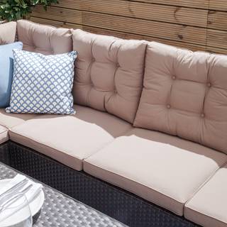 Essgruppe Salerno (2-teilig) Polyrattan / Webstoff - Braun / Creme