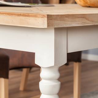 Eettafel Souillac deels massief eikenhout - eikenhout/wit