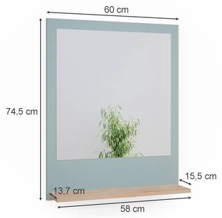 Badspiegel „Ciro“ Sonoma/Mintgrün Braun - Grün - Holzwerkstoff - Glas - 60 x 74 x 15 cm