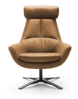 Sessel BALTIC XL Lederimitat KAWOLA Drehsessel BALTIC XL Sessel Lederimitat im Vintagelook mittelbraun - Kastanienbraun