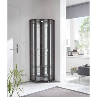 Eckvitrine Amalia II Esche Schwarz Dekor