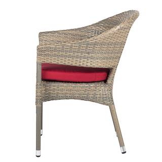 Gartenmöbelset Felice (5-teilig) Polyrattan Graublau/Polywood Hellgrau/Rot