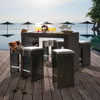 Gartenbar-Set Paradise Lounge (7-teilig) Polyrattan Grau