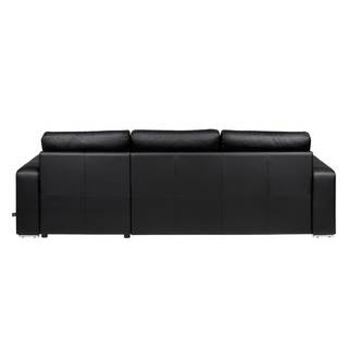 Divano angolare Gigilio con funzione letto - Similpelle nera Longchair montabile su entrambi i lati