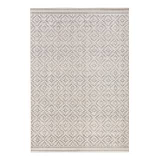 In-/Outdoor-Teppich Raute Kunstfaser - Grau / Weiß - 140 x 200 cm