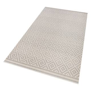 In-/Outdoor-Teppich Raute Kunstfaser - Grau / Weiß - 80 x 150 cm