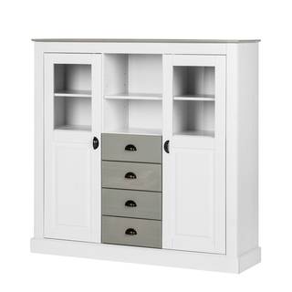 Buffet haut Neely Pin massif - Blanc / Gris