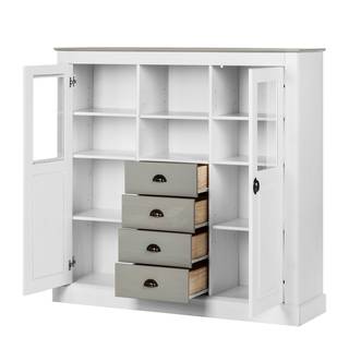 Buffet haut Neely Pin massif - Blanc / Gris