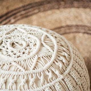 Pouf Castelo Baumwollstoff - Hellbeige