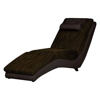 Chaise longue de relaxation Carson Cuir synthétique mocca / Tissu structuré marron