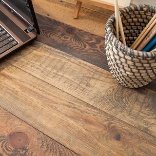 Scrivania con cassetti e anta TAMATI Legno massello di pino / acciaio inossidabile - pino / nero