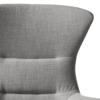 Fauteuil HEPBURN met houten pootjes geweven stof - Geweven stof Milan: Lichtgrijs - Donkere eikenhout