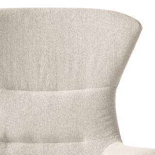 Fauteuil HEPBURN met kruisvoet geweven stof/echt leer - Stof Saia / Leer Neka: Beige / Cognackleurig - Zwart