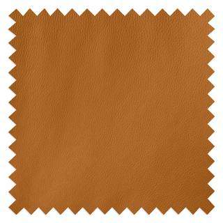 Fauteuil HEPBURN met kruisvoet geweven stof/echt leer - Stof Saia / Leer Neka: Beige / Cognackleurig - Zwart