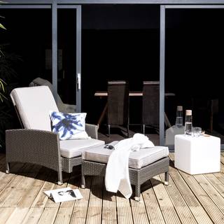 Set di poltrone Paradise Lounge con poggiapiedi - Polyrattan grigio