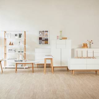 Sideboard LINDHOLM - Breite 160 cm Eiche teilmassiv - Weiß - Weiß