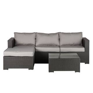 Sitzgruppe Paradise Lounge (inkl. Tisch) Polyrattan/Textil Grau