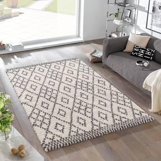 Tapis épais Chess Fibres synthétiques - Crème / Anthracite