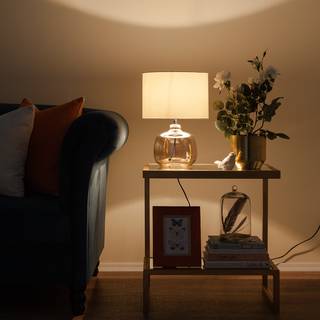 Lampada da tavolo Loster vetro / cotone - 1 luce - Bianco