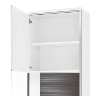 Parete attrezzata Kushiro I (5 pezzi) Bianco lucido/Grigio